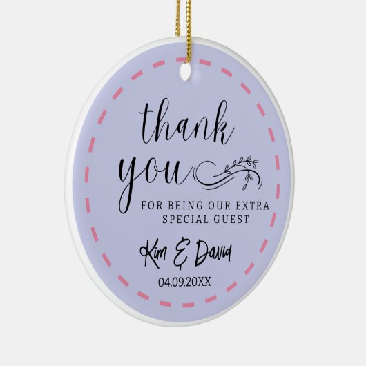 とシックミニマルダスティブルーありがとう名前を追加 セラミックオーナメント (右)