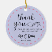 とシックミニマルダスティブルーありがとう名前を追加 セラミックオーナメント (正面)