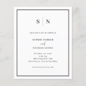 とシックミニマル予算QRコード結婚式招待状 (正面)