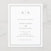 とシックミニマル予算QRコード結婚式招待状 (正面)