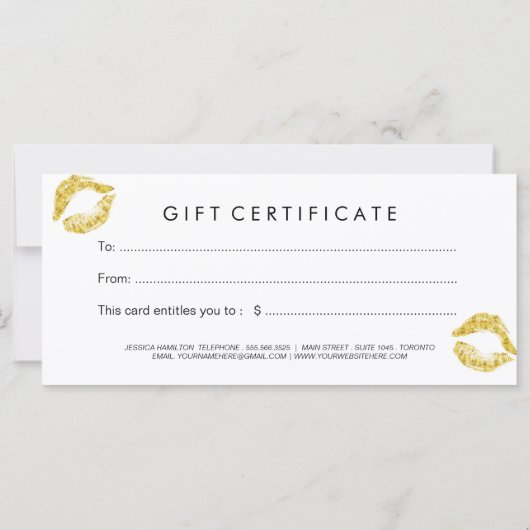 とシックモダンメイクアップアーティストギフト証明書 (裏面)