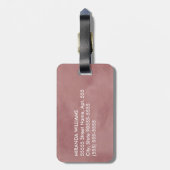 とシンプルシックなバラ色の茶色の名前のモノグラム ラゲッジタグ (裏面縦)