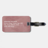 とシンプルシックなバラ色の茶色の名前のモノグラム ラゲッジタグ (裏面横)