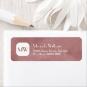 とシンプルシックなバラ色の茶色の名前のモノグラム ラベル (インサイチュ)