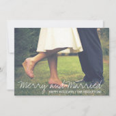 とスクリプメリートの結婚した初めてのクリスマス写真 シーズンカード (正面)