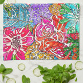 とスタイリッシュフローラカラフル花キッチンタオル キッチンタオル (折り畳み)