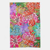 とスタイリッシュフローラカラフル花キッチンタオル キッチンタオル (縦)