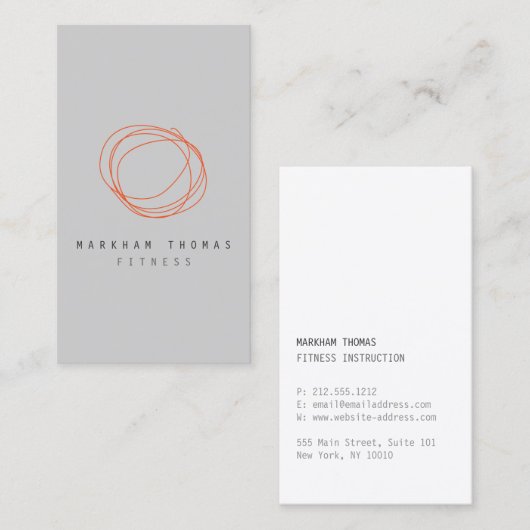 とデザイミニマルナモダン・スクライブロゴ・オレンジ 名刺 (正面/裏面)