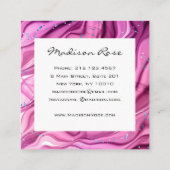 とトレンディーガーリーピンクと紫のインクブルーの輝き スクエア名刺 (裏面)