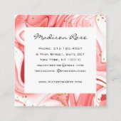 とトレンディーガーリーピンクピーチホワイトインク金ゴールド輝く スクエア名刺 (裏面)