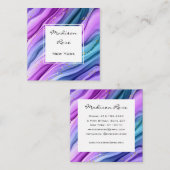 とトレンディーガーリー紫ブルーインクと金ゴールドきらめき スクエア名刺 (正面/裏面)