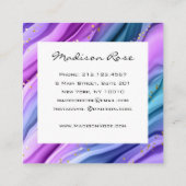 とトレンディーガーリー紫ブルーインクと金ゴールドきらめき スクエア名刺 (裏面)