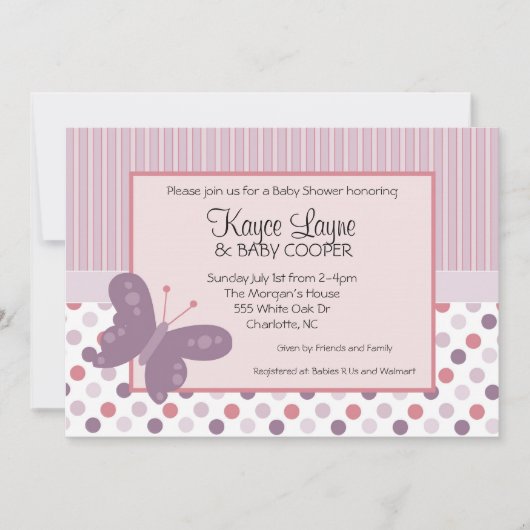 とドッストライプトパープルバタフライ招待状 招待状 (正面)