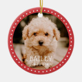 とドモダンッよくはしゃぐトペットドッグ子犬の前足写真 セラミックオーナメント (正面)