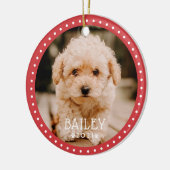 とドモダンッよくはしゃぐトペットドッグ子犬の前足写真 セラミックオーナメント (左)
