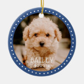 とドモダンッよくはしゃぐトペットドッグ子犬の前足写真 セラミックオーナメント (正面)