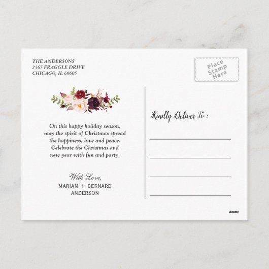 とバ結婚したルメリーグンディフローラ休日の写真 シーズンポストカード (裏面)