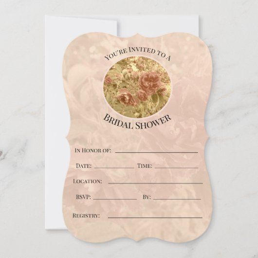 とピーチかわいらしーフローラブライダルシャワー招待状 (正面)