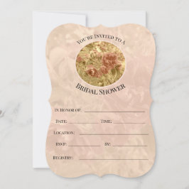 とピーチかわいらしーフローラブライダルシャワー招待状