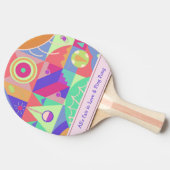 とファンキーおもしろいレトロ幾何数々の形状色 卓球ラケット (横)