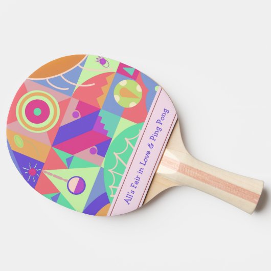 とファンキーおもしろいレトロ幾何数々の形状色 卓球ラケット (横)