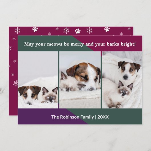 とフェスティバルおもしろいのクリスマスペットのカスタム写真 シーズンカード (正面/裏面)