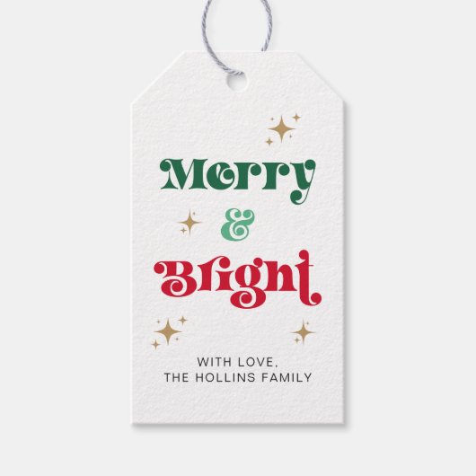 とブライトメリークリスマスギフトラベルレトロホリデー ギフトタグ (正面)