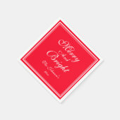 とブライトメリークリスマスネームホリデー紙 スタンダードカクテルナプキン (角)