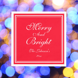 とブライトメリークリスマスネームホリデー紙 スタンダードカクテルナプキン