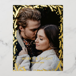 とブライトメリーゴールデンリース写真クリスマス  箔シーズンポストカード