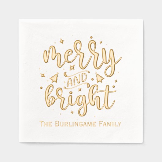 とブライトメリータイポグラフィのファミリ名 箔ナプキン (正面)