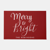 とブライトメリーファミリー名レッドホリデイ ドアマット (正面)