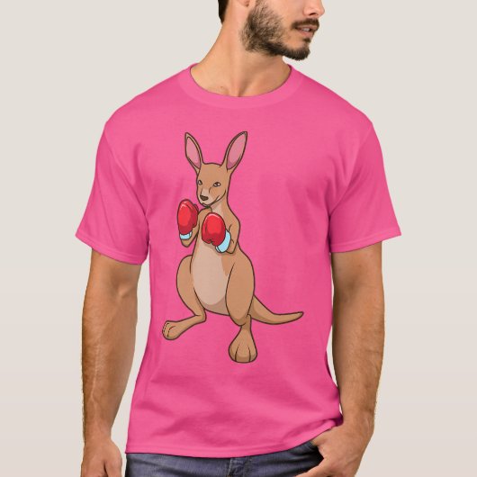 とボクシング手袋ボクシングリングや輪漫画カンガルー Tシャツ (正面)