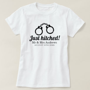 とミセス・ハンドカフを新おもしろいしく引っ掛け結婚た Tシャツ