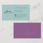 とミニマルティール（緑がかった色）シンプルパープル 名刺 (正面/裏面)