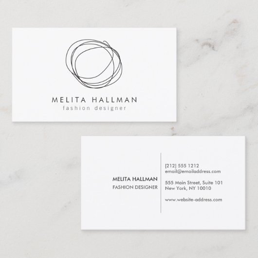 とミニマルブラックモダンデザイナーの落書きロゴ 名刺 (正面/裏面)