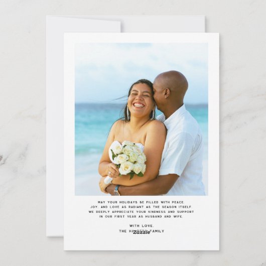 とメリースクリプ結婚したト写真クリスマスの新婚 シーズンカード (裏面)