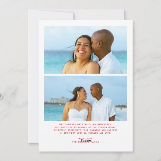 とメリースクリプ結婚したト写真クリスマスの新婚 シーズンカード (裏面)