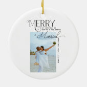 とメリースクリプ結婚したト写真クリスマスの新婚 セラミックオーナメント (裏面)