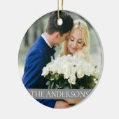 とメリータイポグラフィ結婚した初めてのクリスマス写真 セラミックオーナメント (左)