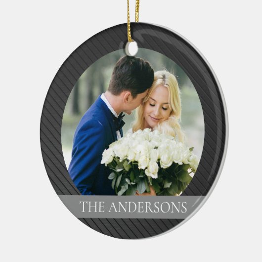 とメリータイポグラフィ結婚した初めてのクリスマス写真 セラミックオーナメント (左)