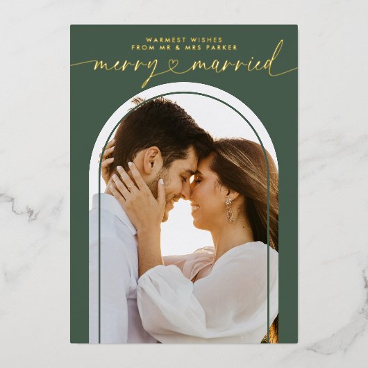 とメリーハートス結婚したクリスマス写真 箔シーズンカード (正面)