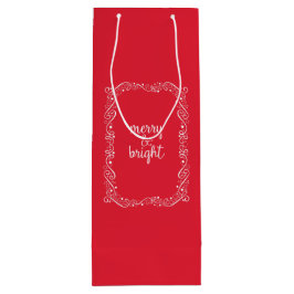 とメリーブライトレッドスワールリボンホリデーバッグ ワインギフトバッグ