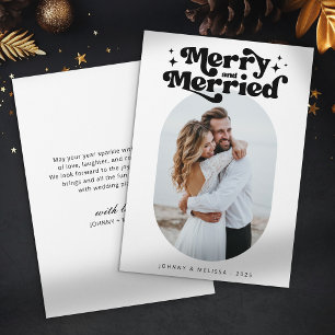 とメリーレトロ結婚したカップルのクリスマスフォト シーズンカード
