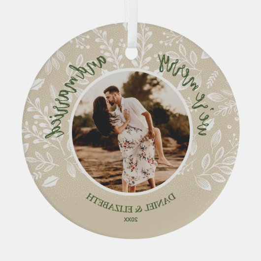 とメリー写結婚した真アイボリー ガラスオーナメント (裏面)