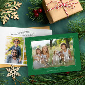 とメリー明るい4枚のモダン写真クリスマス・グリーン シーズンカード