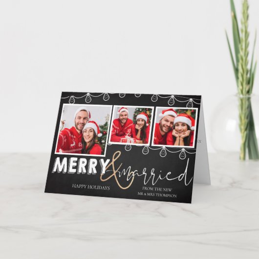 とメリー白黒結婚した3写真クリスマス シーズンカード (正面)