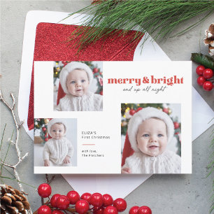 とメリーBright Babysのおもしろい初めてのクリスマス シーズンカード