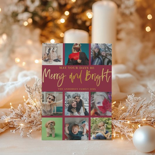 とメリーBright Chic Red & フェイク金ゴールド9 Photo シーズンカード