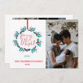 とメリーBright Christmasリース4写真コラージュ シーズンカード (正面/裏面)